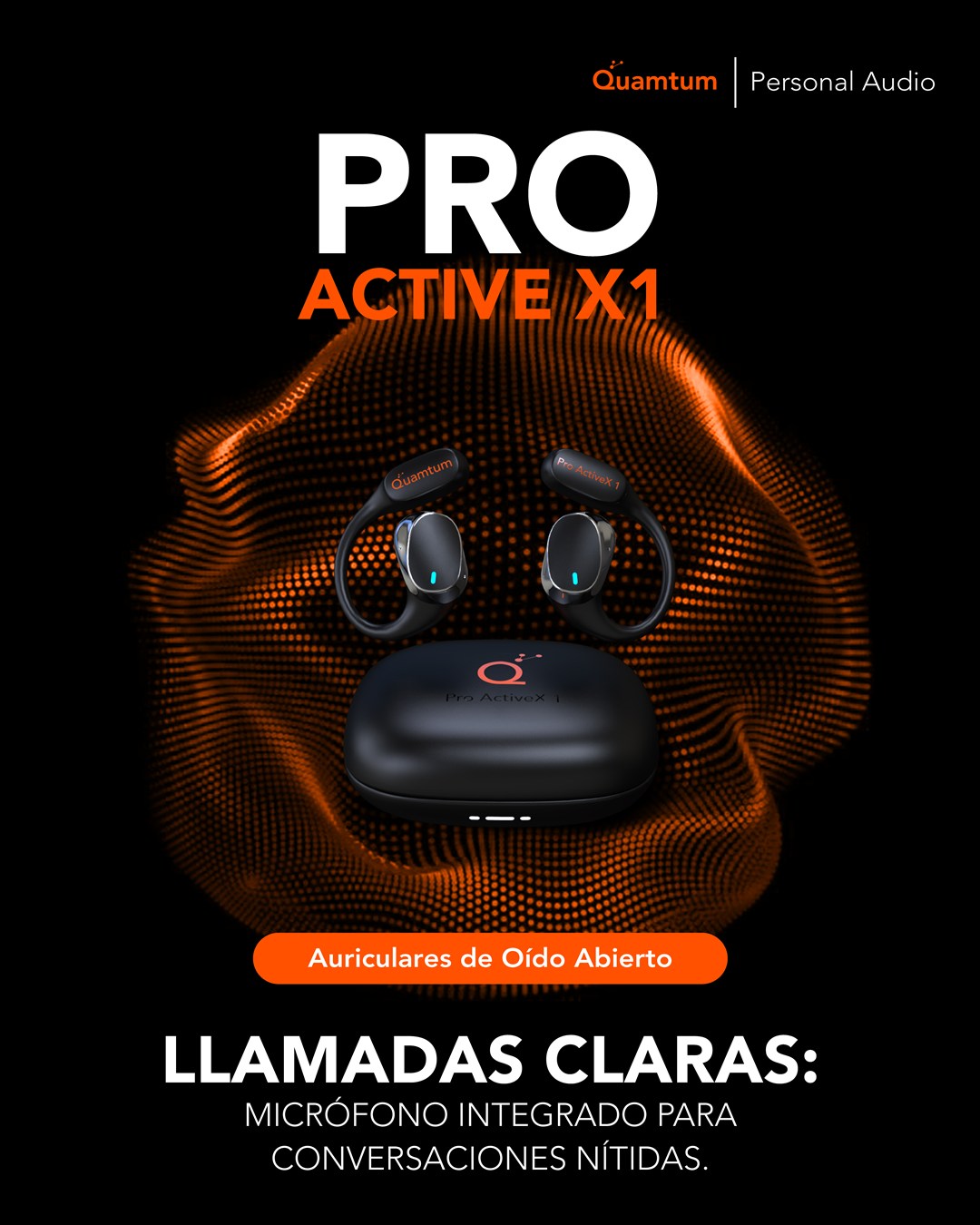 Quamtum Pro Active X1 audífonos de oído abierto con micrófono para llamadas claras