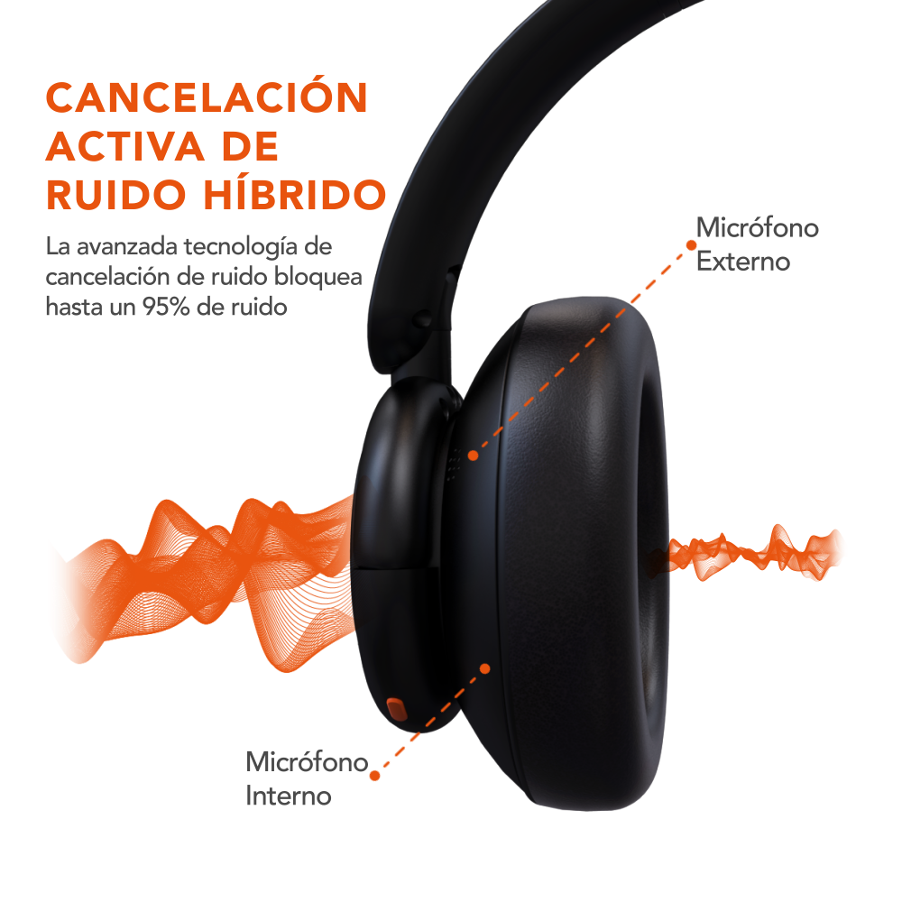 Quamtum Neo-Tech QX Pro — Audífonos Over-Ear Bluetooth con ANC y 50 hrs de batería