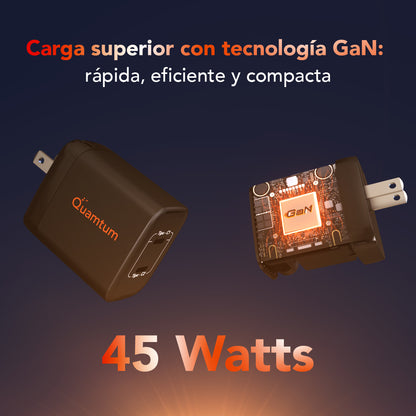 Kit Carga Súper Rápida 45W Samsung Galaxy S25 Ultra — Cargador GaN 2 USB-C + Cable 60W  USB C 1 Metro Quamtum