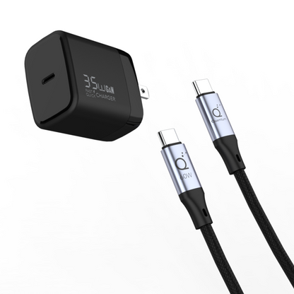 Kit Carga Rápida 35W  — Cargador GaN + Cable USB-C 60W 1 Metro Quamtum