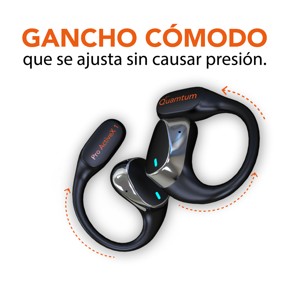 Quamtum Pro Active X1 — Audífonos Open-Ear Bluetooth con Conexión Dual y ENC