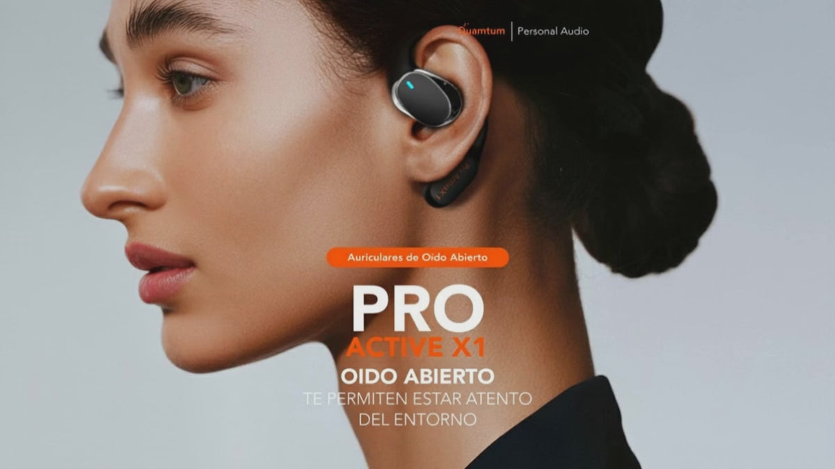 Quamtum Pro Active X1 — Audífonos Open-Ear Bluetooth con Conexión Dual y ENC
